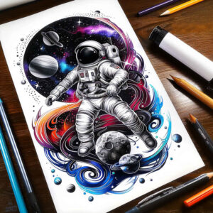 orbiting-body – tattoo design ideas free ai generated – neotraditional-ornamental – for-inner-arm – Gallery: cosmos-inkby-ai