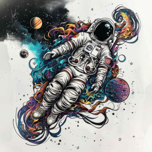 solar-system – tattoo design ideas free ai generated – neotraditional-enhanced-shading – for-shoulder-blade – Gallery: cosmos-inkby-ai