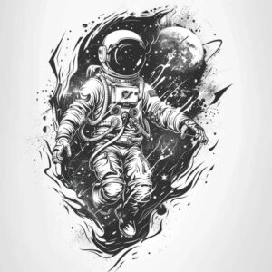 space-time-continuum – tattoo design ideas free ai generated – surrealism-abstract-forms – for-knee – Gallery: cosmos-inkby-ai