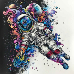 space-void – tattoo design ideas free ai generated – neotraditional-expressive-color – for-thigh – Gallery: cosmos-inkby-ai