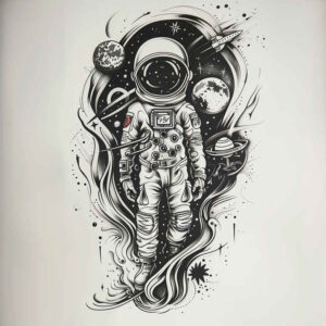 space-void – tattoo design ideas free ai generated – surrealism-translucent-layers – for-triceps – Gallery: cosmos-inkby-ai
