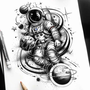 starlight-glow – tattoo design ideas free ai generated – neotraditional-dynamic-color – for-scapula – Gallery: cosmos-inkby-ai