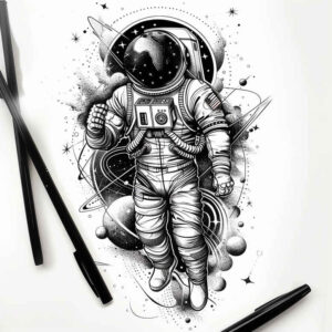 cosmos tattoo design ideas bold outline black holes for inner arm