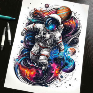 cosmos tattoo design ideas Surrealism unreal celestial bodies for sternum