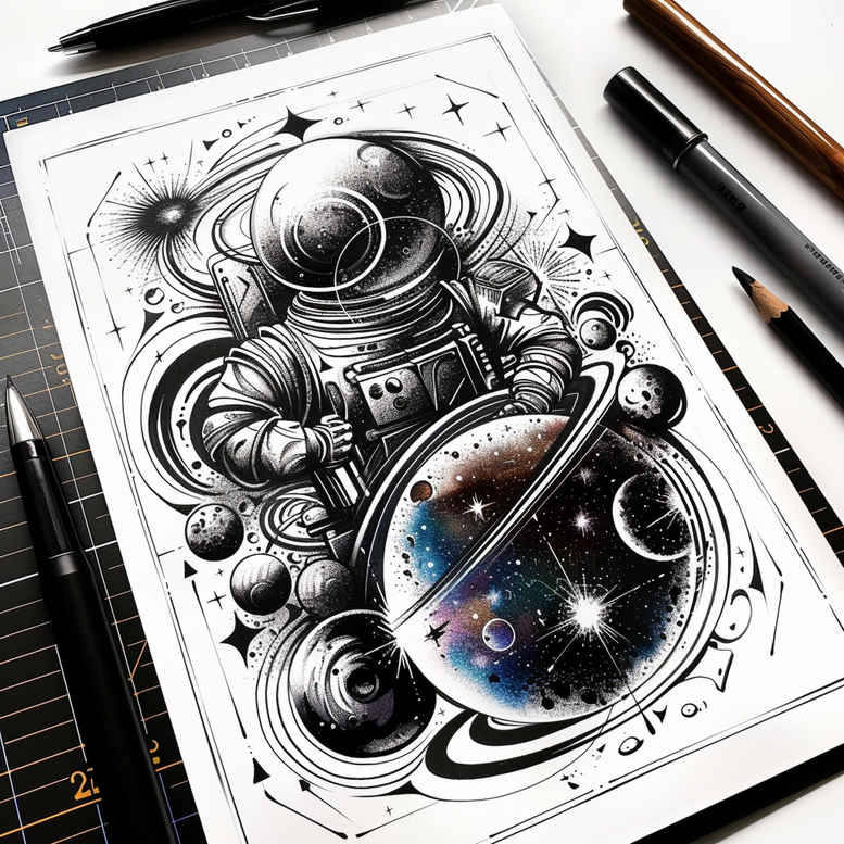 cosmos tattoo design ideas deep blacks celestial sphere for collarbone