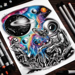 cosmos tattoo design ideas Realism reflective light cosmic balance for fingers