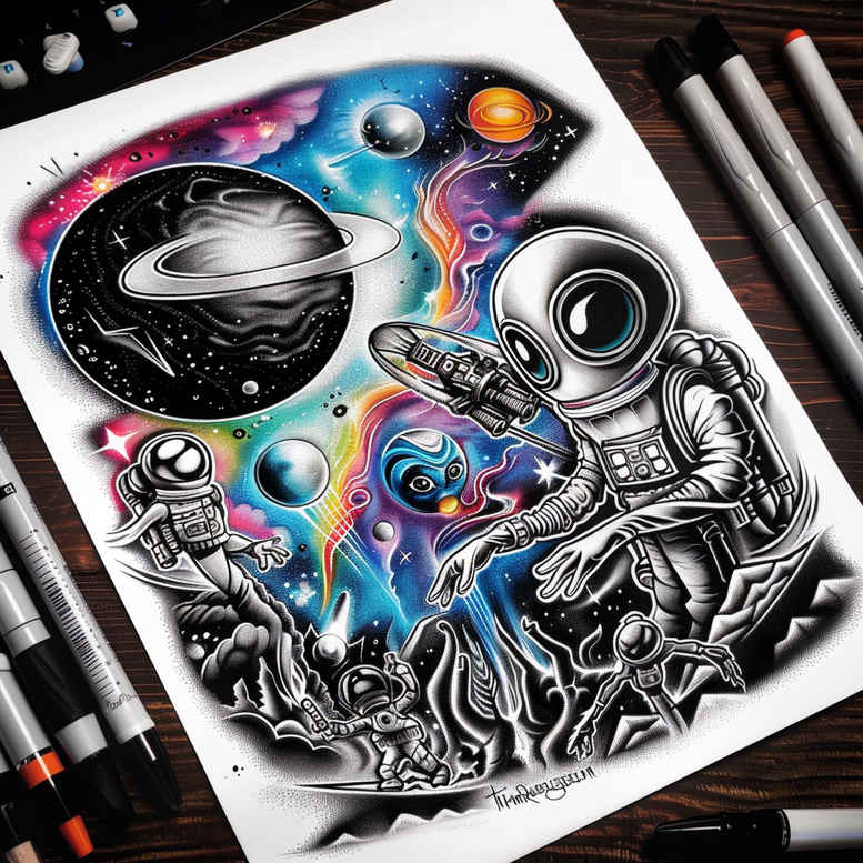 cosmos tattoo design ideas Realism reflective light cosmic balance for fingers