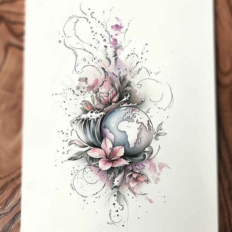cosmos tattoo design ideas expressive color cosmic chaos for shin