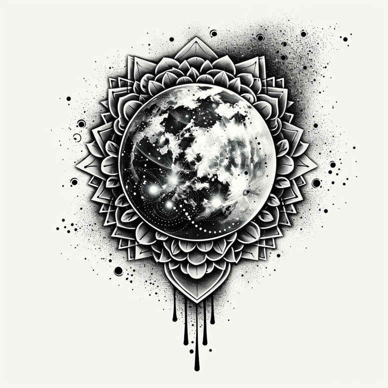 cosmos tattoo design ideas solid fill cosmic chaos shows determination