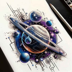 cosmos tattoo design ideas intricate shading cosmic harmony for chest