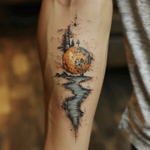 cosmos tattoo design ideas Surrealism bizarre galaxy clusters for upper chest