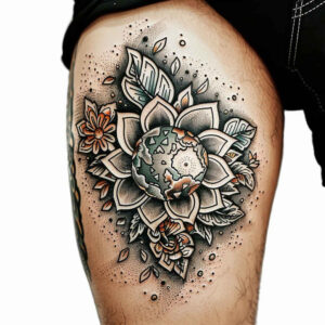 cosmos tattoo design ideas Surrealism melting forms starlight for shin