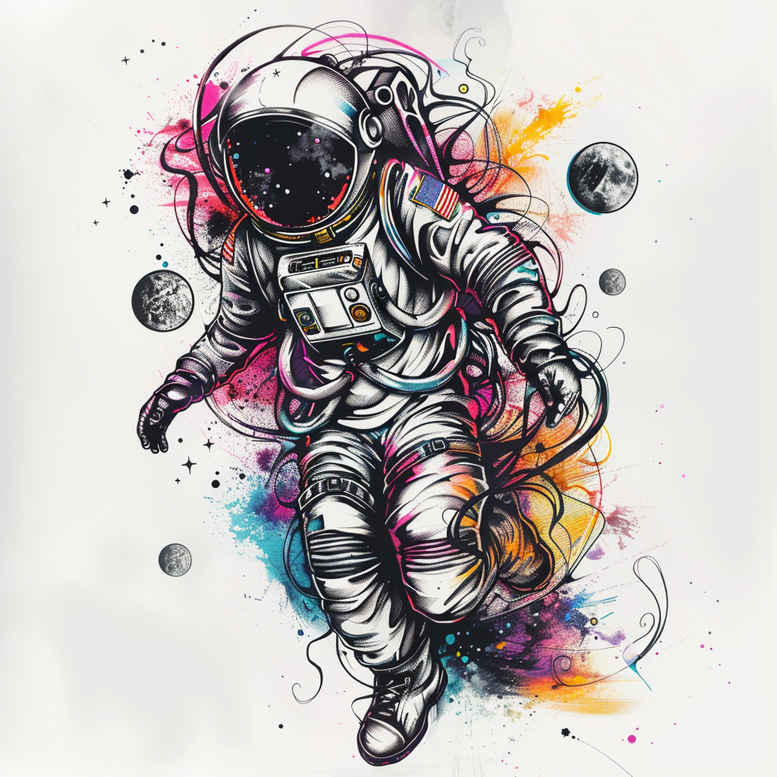 cosmos tattoo design ideas Realism realistic color stellar birth for lower leg