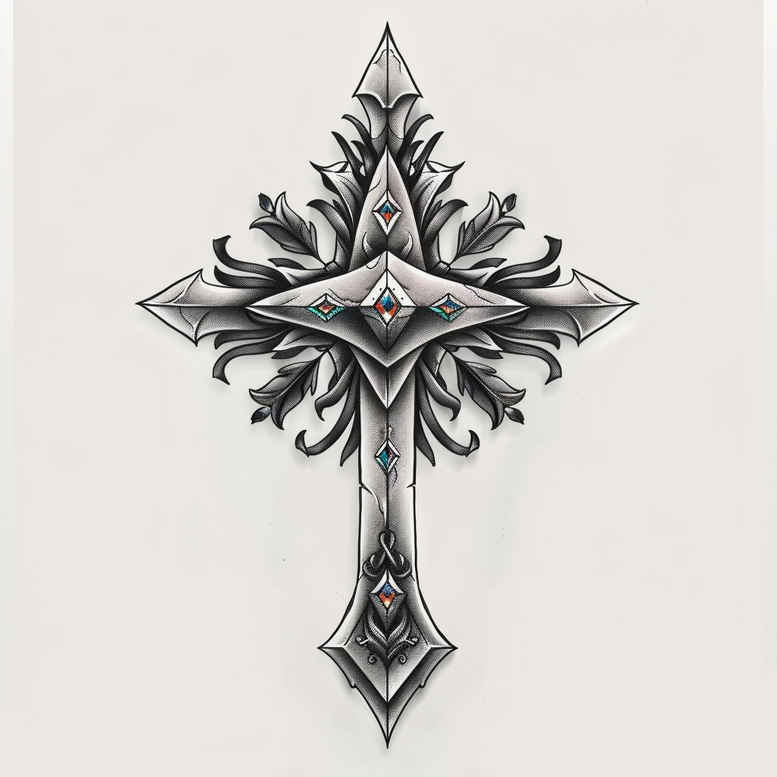crosses tattoo design ideas textured shading sacred geometry for temple