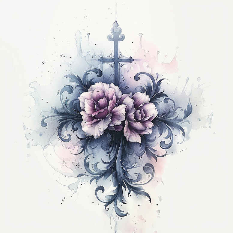 crosses tattoo design ideas Surrealism floating elements shadow play strength and power