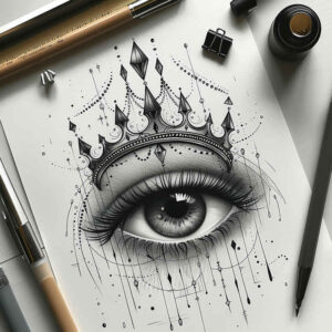 crown-and-diamond-tattoo – tattoo design ideas free ai generated – realism-form-fidelity – for-upper-arm – Gallery: crowns-and-diamonds-inkby-ai