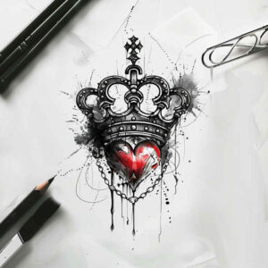 crown-and-diamond-tattoo – tattoo design ideas free ai generated – surrealism-hyperreal – for-lower-chest – Gallery: crowns-and-diamonds-inkby-ai
