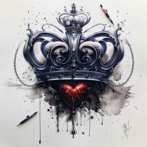 crown-tattoo – tattoo design ideas free ai generated – neotraditional-bold-texture – for-lower-thigh – Gallery: crowns-and-diamonds-inkby-ai
