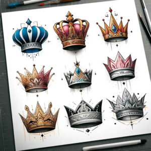 crowns – tattoo design ideas free ai generated – surrealism-displaced-objects – for-palm – Gallery: crowns-and-diamonds-inkby-ai
