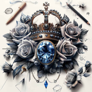 diamond-art – tattoo design ideas free ai generated – realism-smooth-complexion – for-abdomen – Gallery: crowns-and-diamonds-inkby-ai
