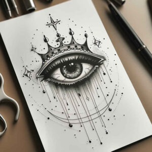diamond-design – tattoo design ideas free ai generated – neotraditional-textured-shading – for-spine – Gallery: crowns-and-diamonds-inkby-ai