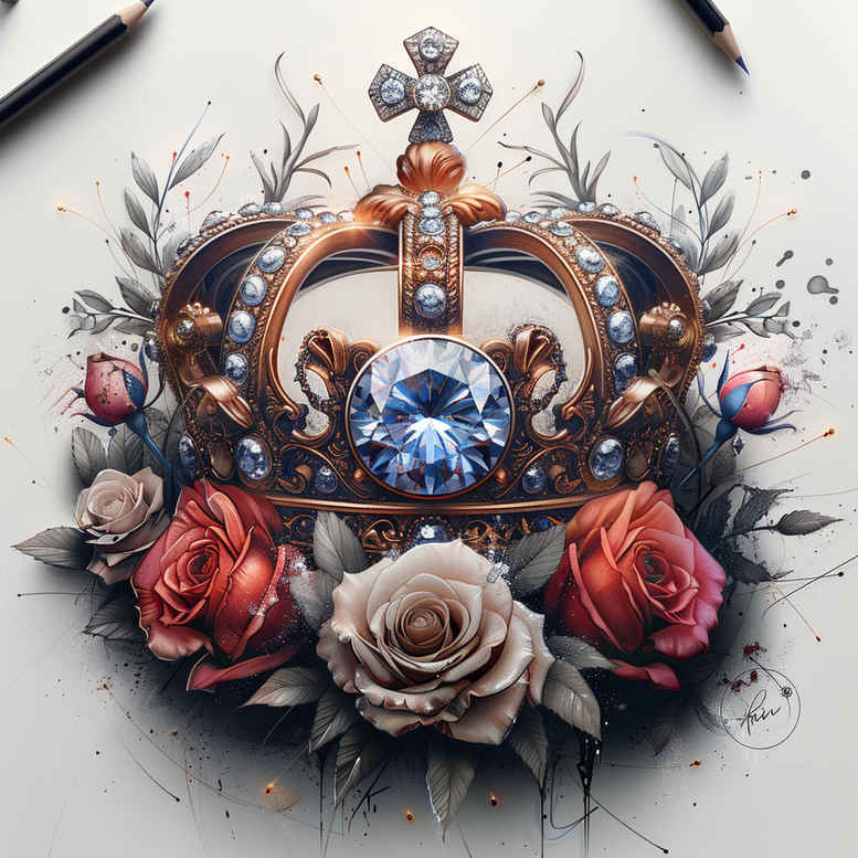 diamond-facet – tattoo design ideas free ai generated – realism-lifelike – for-biceps – Gallery: crowns-and-diamonds-inkby-ai