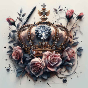 diamond-facet-tattoo – tattoo design ideas free ai generated – neotraditional-bold-highlights – for-lower-back – Gallery: crowns-and-diamonds-inkby-ai