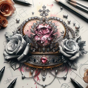 diamond-gem – tattoo design ideas free ai generated – surrealism-dreamscape – for-fingers – Gallery: crowns-and-diamonds-inkby-ai
