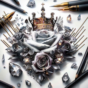 diamond-glitter – tattoo design ideas free ai generated – neotraditional-modern-classic – for-upper-shoulder – Gallery: crowns-and-diamonds-inkby-ai