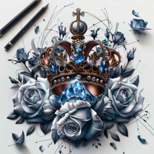 diamond-glitter – tattoo design ideas free ai generated – realism-living-skin – for-nape – Gallery: crowns-and-diamonds-inkby-ai