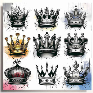 diamond – tattoo design ideas free ai generated – neotraditional-enhanced-shading – for-calf – Gallery: crowns-and-diamonds-inkby-ai
