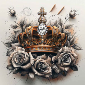 diamond-jewel – tattoo design ideas free ai generated – surrealism-surreal-lighting – for-behind-ear – Gallery: crowns-and-diamonds-inkby-ai