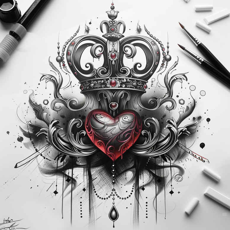 diamond-outline – tattoo design ideas free ai generated – surrealism-phantasmagoria – for-upper-back – Gallery: crowns-and-diamonds-inkby-ai