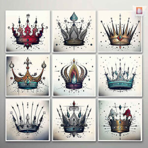 diamond-shape – tattoo design ideas free ai generated – neotraditional-modern-classic – for-upper-shoulder – Gallery: crowns-and-diamonds-inkby-ai