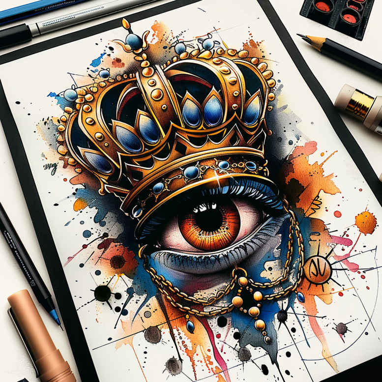 diamond-shine – tattoo design ideas free ai generated – realism-ink-layering – for-lower-thigh – Gallery: crowns-and-diamonds-inkby-ai