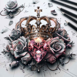 diamonds – tattoo design ideas free ai generated – realism-realistic-contrast – for-side-torso – Gallery: crowns-and-diamonds-inkby-ai