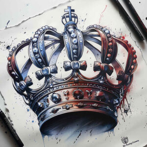 jeweled-crown – tattoo design ideas free ai generated – surrealism-shimmering-forms – for-hand – Gallery: crowns-and-diamonds-inkby-ai