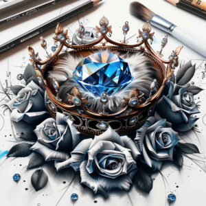 kings-crown – tattoo design ideas free ai generated – neotraditional-fine-detail – for-heel – Gallery: crowns-and-diamonds-inkby-ai