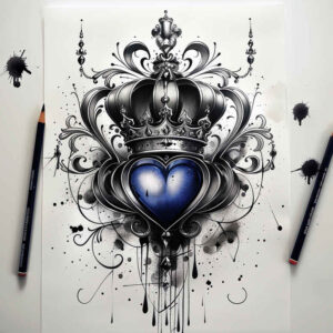 luxury-crown – tattoo design ideas free ai generated – realism-highlighted-contrast – for-palm – Gallery: crowns-and-diamonds-inkby-ai