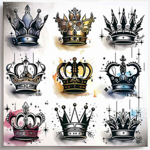 ornate-crown – tattoo design ideas free ai generated – realism-depth-realism – for-spine – Gallery: crowns-and-diamonds-inkby-ai