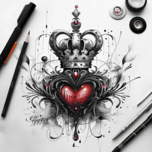 regal-crown – tattoo design ideas free ai generated – realism-textured-skin – for-back – Gallery: crowns-and-diamonds-inkby-ai