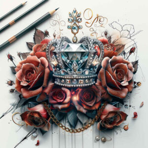 royal-crown – tattoo design ideas free ai generated – surrealism-distorted-perspective – for-forearm – Gallery: crowns-and-diamonds-inkby-ai
