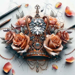 shining-diamond – tattoo design ideas free ai generated – realism-depth-of-field – for-outer-arm – Gallery: crowns-and-diamonds-inkby-ai