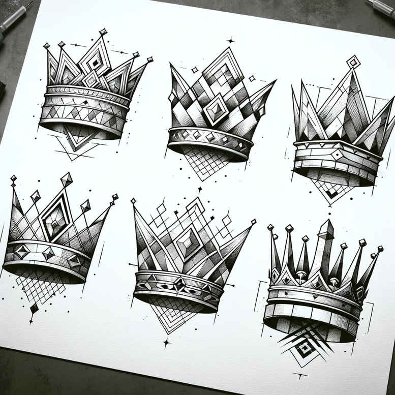 crowns-and-diamonds tattoo design ideas empty space artistic stands for determination