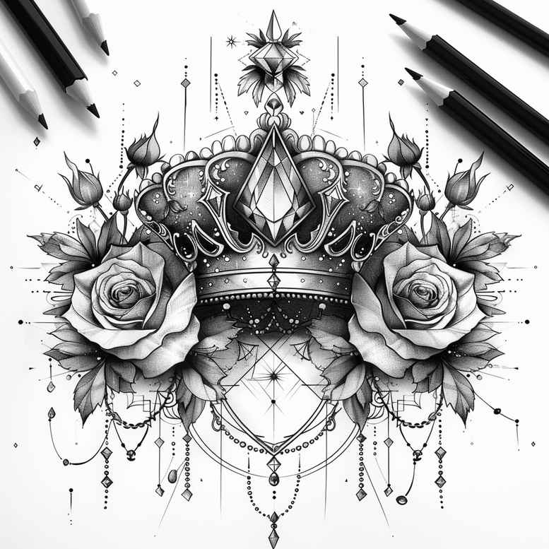 crowns-and-diamonds tattoo design ideas whisper line authority embodying endurance