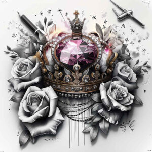crowns-and-diamonds tattoo design ideas crisp outline authority for calf