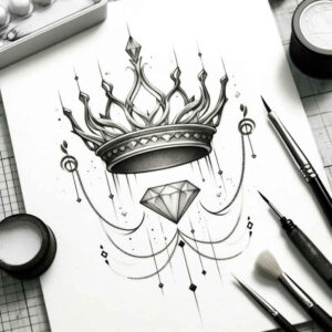 crowns-and-diamonds tattoo design ideas miniature authority for knee