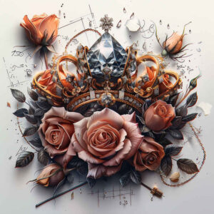 crowns-and-diamonds tattoo design ideas delicate authority for upper thigh