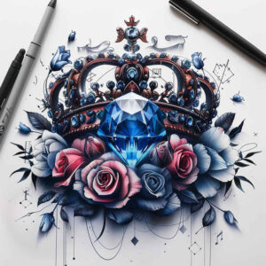 crowns-and-diamonds tattoo design ideas clear-cut baroque embodying endurance