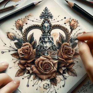 crowns-and-diamonds tattoo design ideas iconic baroque embodying strength